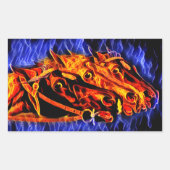 Fire Flames Original abstract Horses animal art 長方形シール (正面)
