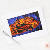 Fire Flames Original abstract Horses animal art 長方形シール (封筒)