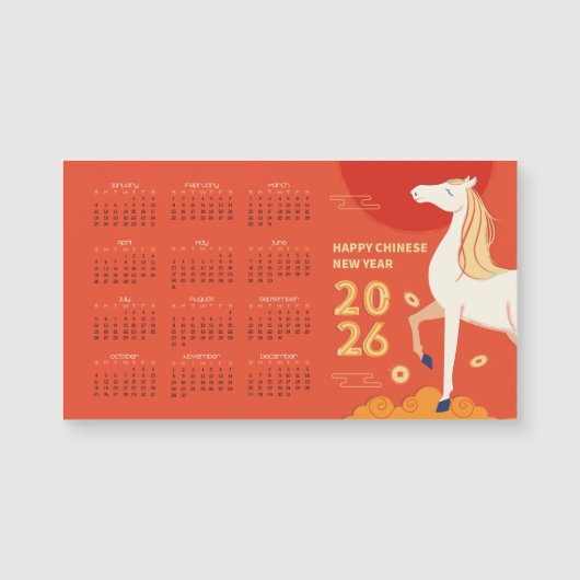 Fire Horse 2026 Chinese New Year Magnetic Calendar (正面)