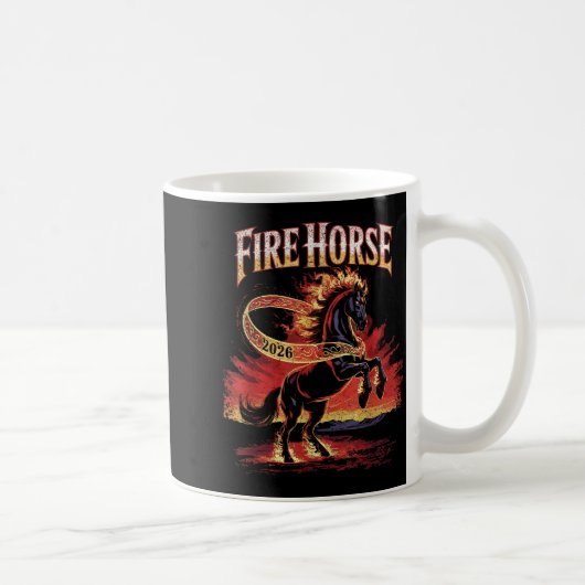Fire Horse 2026 Zodiac Art Chinese New Year  コーヒーマグカップ (右)