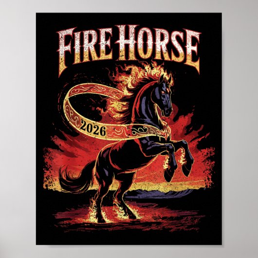 Fire Horse 2026 Zodiac Art Chinese New Year  ポスター (正面)