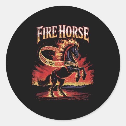 Fire Horse 2026 Zodiac Art Chinese New Year  ラウンドシール (正面)