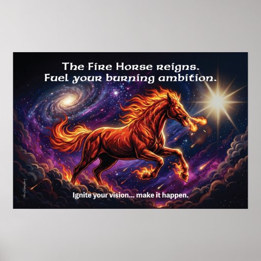 Fire Horse "Burning Ambition" Wall Poster ポスター (正面)