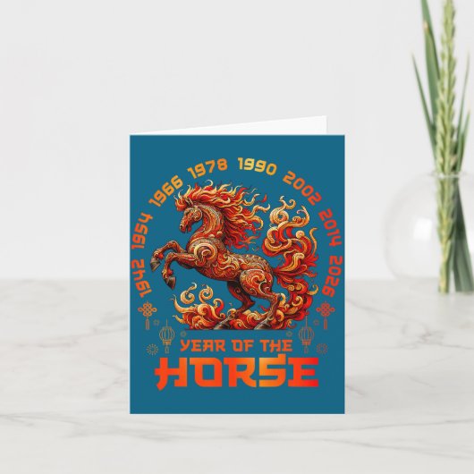 Fire Horse Chinese Zodiac Symbol 2026 Lunar New Ye カード (正面)