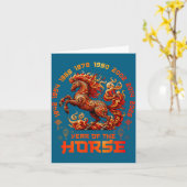Fire Horse Chinese Zodiac Symbol 2026 Lunar New Ye カード (黄色い花)