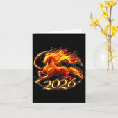 Fire Horse Chinese Zodiac Symbol 2026 Lunar New Ye カード (黄色い花)