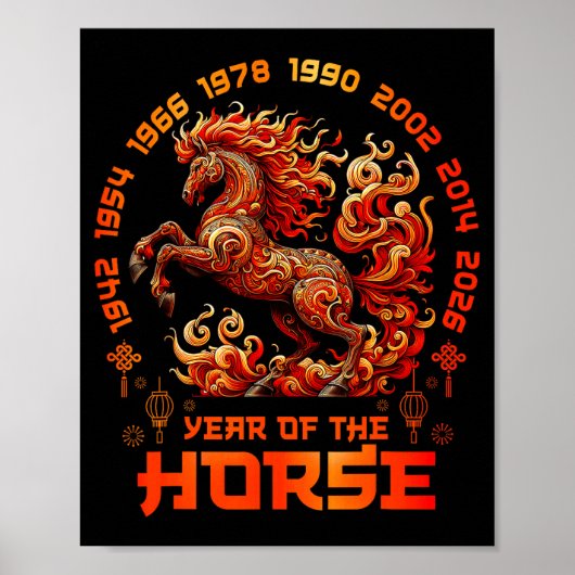 Fire Horse Chinese Zodiac Symbol 2026 Lunar New Ye ポスター (正面)