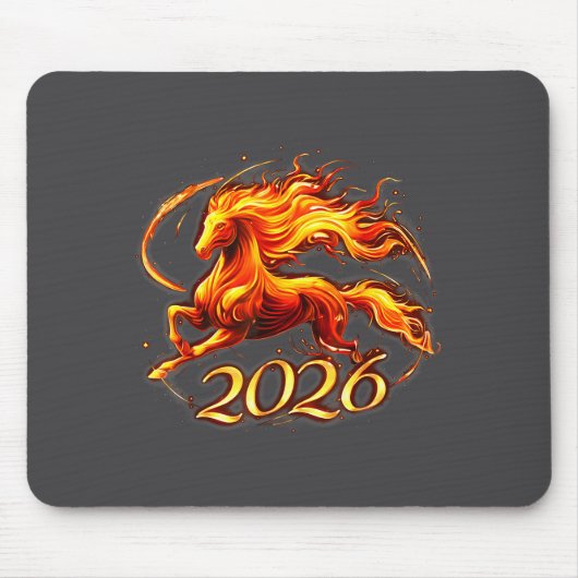 Fire Horse Chinese Zodiac Symbol 2026 Lunar New Ye マウスパッド (正面)
