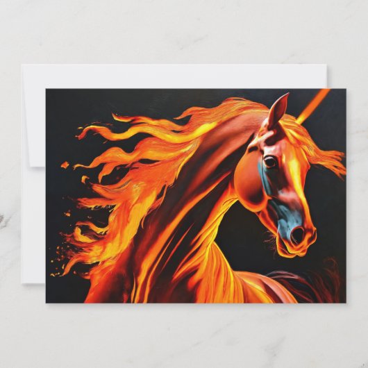 fire horse, horse, animals, flame, fire 招待状 (正面)