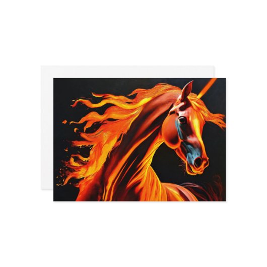 fire horse, horse, animals, flame, fire 招待状 (正面/裏面インサイチュ)