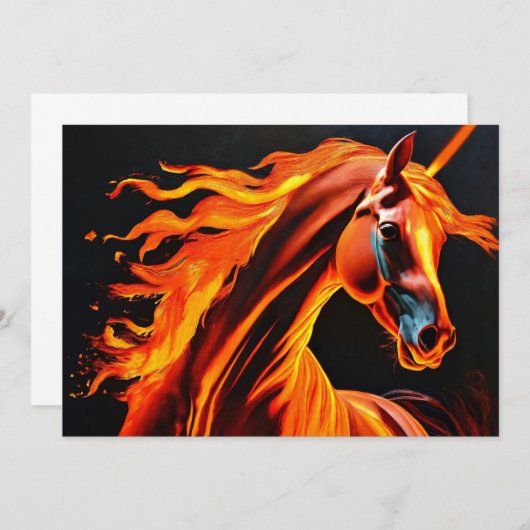 fire horse, horse, animals, flame, fire 招待状 (正面/裏面)
