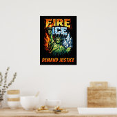 FIRE ICE アンチICE抗議サイン、ダウンロード ポスター (キッチン)