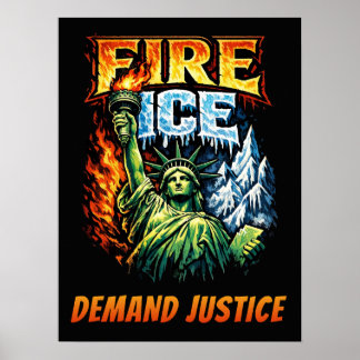 FIRE ICE アンチICE抗議サイン、ダウンロード ポスター