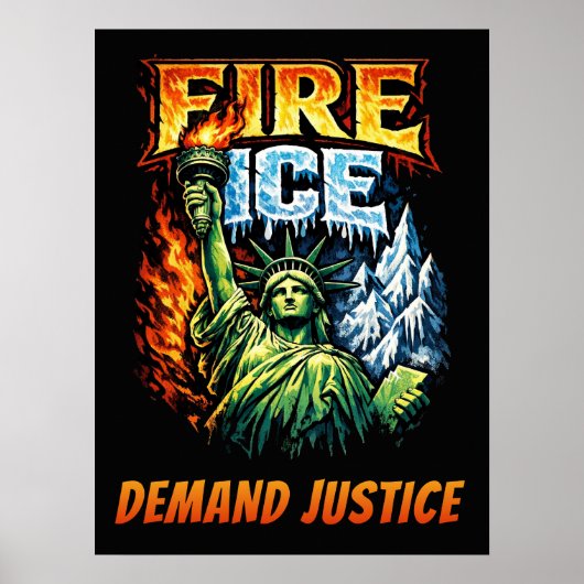 FIRE ICE アンチICE抗議サイン、ダウンロード ポスター (正面)