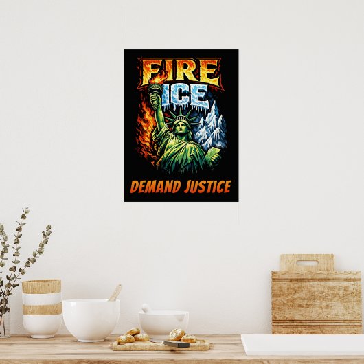 FIRE ICE Anti-ICE Protest Sign, Download,    ポスター (キッチン)