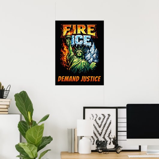FIRE ICE Anti-ICE Protest Sign, Download, ポスター (ホームオフィス)