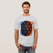 Fire & Ice Energy Sphere – Geometric Light Grid El Tシャツ (正面フル)