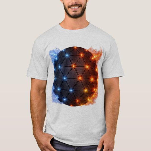 Fire & Ice Energy Sphere – Geometric Light Grid El Tシャツ (正面)