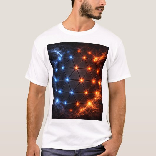 Fire & Ice Energy Sphere – Geometric Light Grid El Tシャツ (正面)