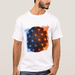 Fire & Ice Energy Sphere – Geometric Light Grid El Tシャツ