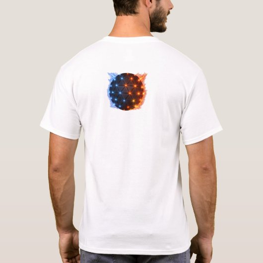 Fire & Ice Energy Sphere – Geometric Light Grid El Tシャツ (裏面)