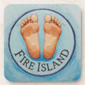 Fire Island barefoot & fancy free! Funny host gift コースター (正面)