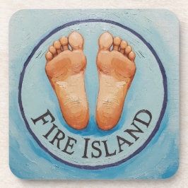 Fire Island barefoot & fancy free! Funny host gift コースター
