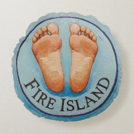 Fire Island barefoot & fancy free! Funny host gift ラウンドクッション