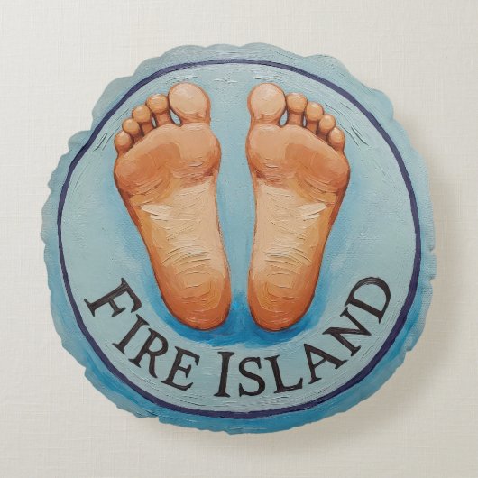 Fire Island barefoot & fancy free! Funny host gift ラウンドクッション (正面)