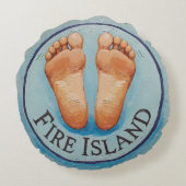 Fire Island barefoot & fancy free! Funny host gift ラウンドクッション (裏面)