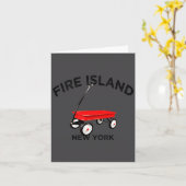 Fire Island Large Version Red Wagon Long Island Ny カード (黄色い花)