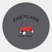 Fire Island Large Version Red Wagon Long Island Ny ラウンドシール (正面)