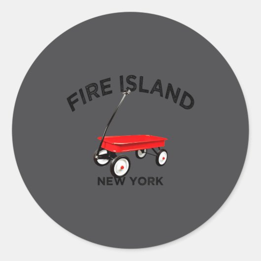 Fire Island Large Version Red Wagon Long Island Ny ラウンドシール (正面)