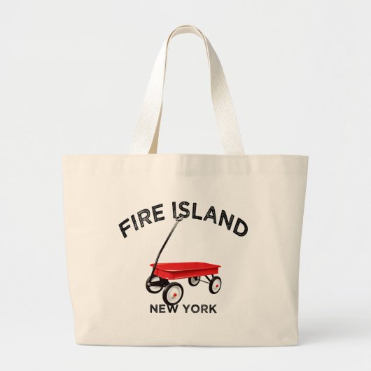 Fire Island large version Red Wagon Long Island NY ラージトートバッグ (正面)