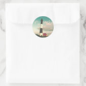 'Fire Island Light house at Sunset'スタンプ ラウンドシール (バッグ)