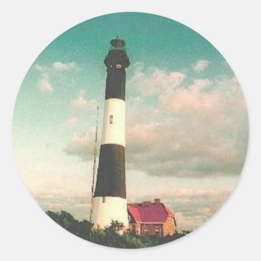 'Fire Island Light house at Sunset'スタンプ ラウンドシール (正面)