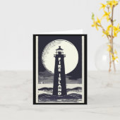 Fire Island Lighthouse New York Moon  カード (黄色い花)