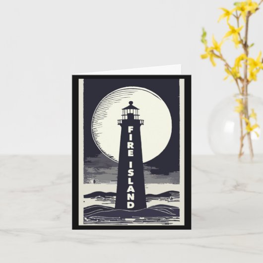 Fire Island Lighthouse New York Moon  カード (黄色い花)