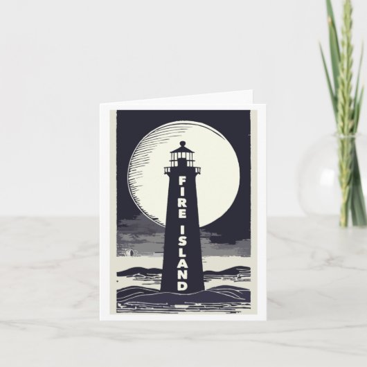 Fire Island Lighthouse New York Moon カード (正面)