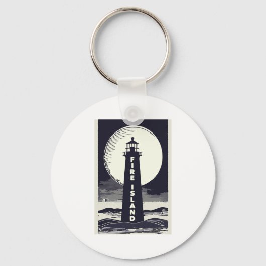 Fire Island Lighthouse New York Moon  キーホルダー (正面)
