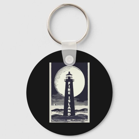 Fire Island Lighthouse New York Moon  キーホルダー (正面)