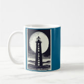 Fire Island Lighthouse New York Moon コーヒーマグカップ (左)