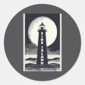 Fire Island Lighthouse New York Moon  ラウンドシール (正面)