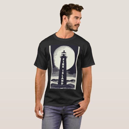 Fire Island Lighthouse New York Moon  Tシャツ (正面フル)
