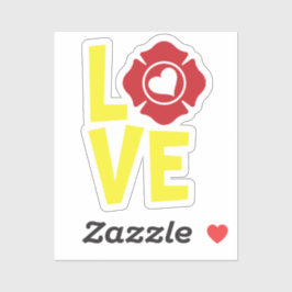 FIRE LOVE withマルチーズクロスとハート[FL12] シール