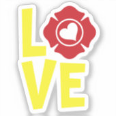 FIRE LOVE withマルチーズクロスとハート[FL12] シール (正面)