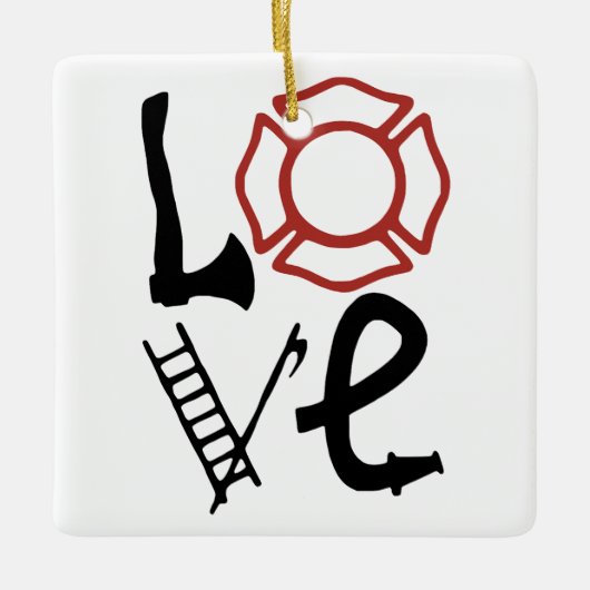 FIRE LOVE with Ax,マルチーズクロス，はしご，パイク セラミックオーナメント (正面)