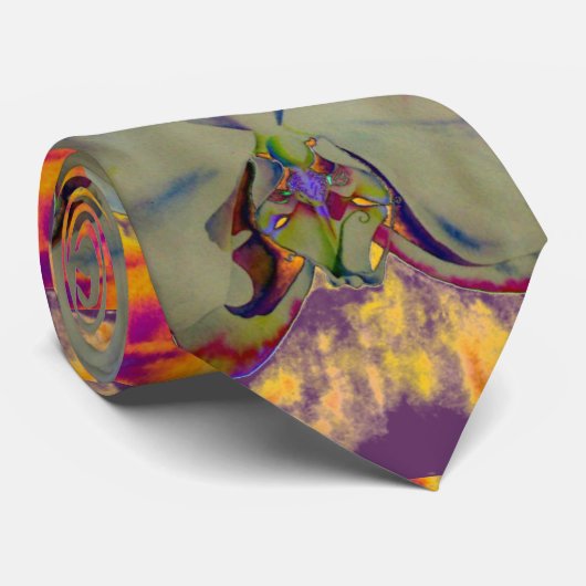 Fire Orchid, abstract tropical floral painting ネクタイ (ロール)