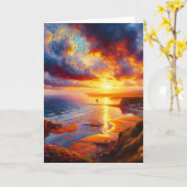 Fire Over the Coast (誕生日メッセージ) カード (黄色い花)