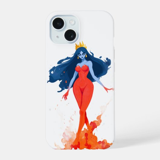 Fire Queen Phone Case, Bold Feminine Art iPhone 15ケース (裏面)